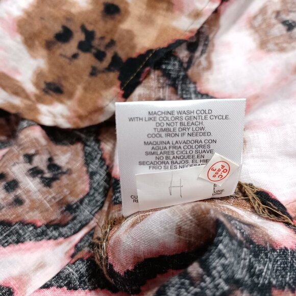 Ellen Tracy Linen Tunic Top Ikat Print Zipper Detail Size Small - Picture 6 of 11